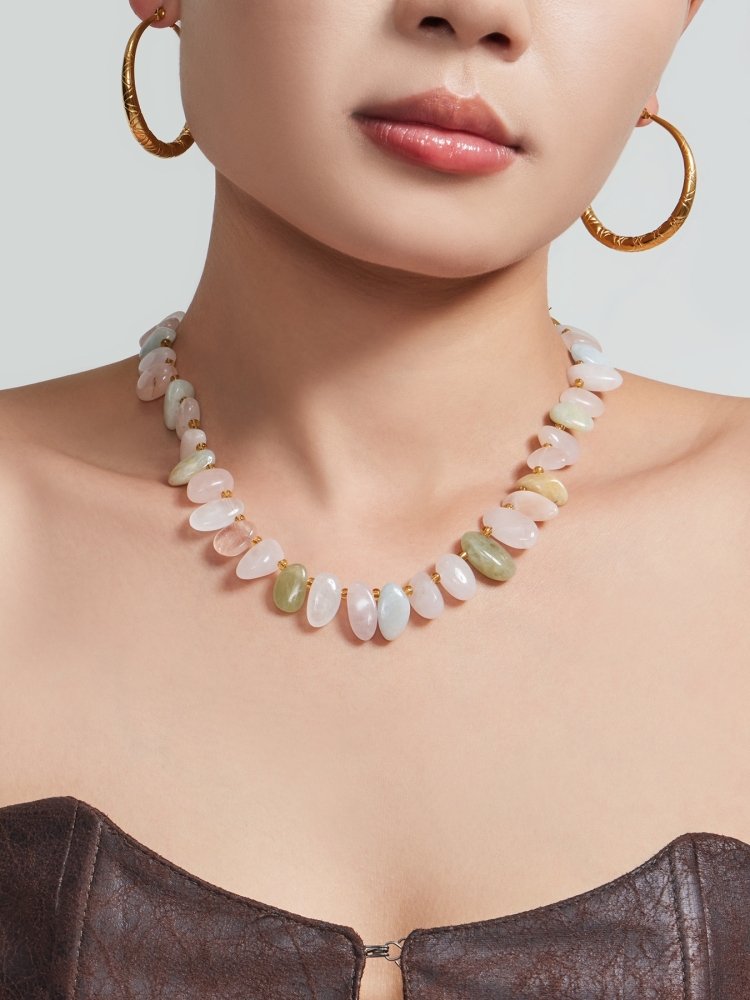 IVIAPRO Beads Jewelry Waterproof Multi Color Natural Stones Beaded Necklaces