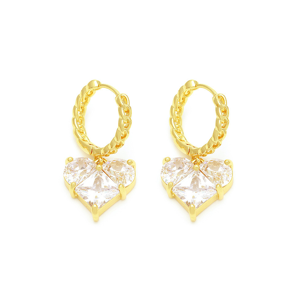 IVIAPRO Sweet Heart Zircon Hoop Earrings