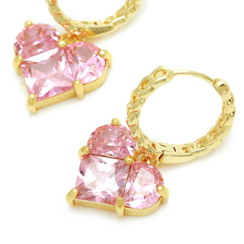IVIAPRO Sweet Heart Zircon Hoop Earrings