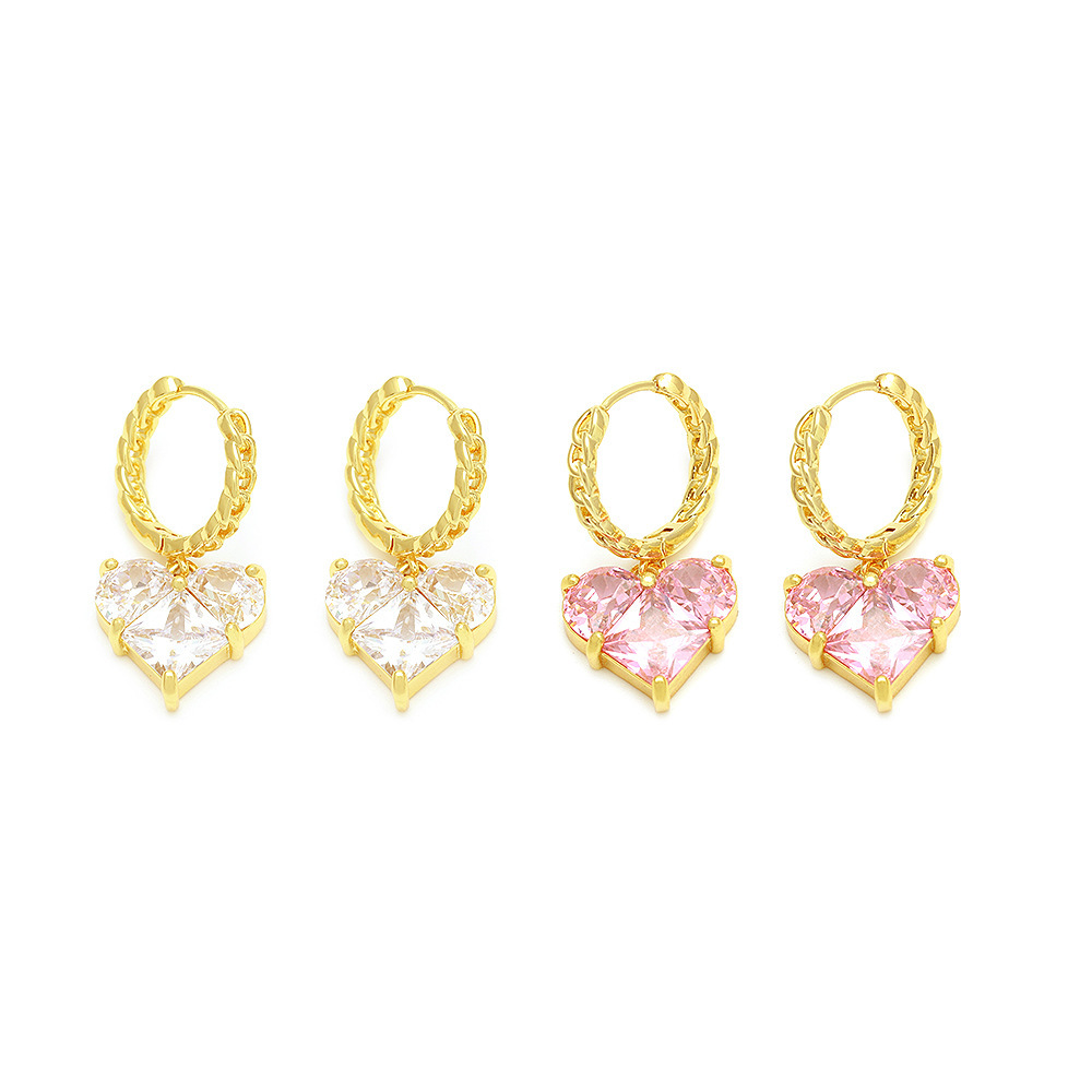 IVIAPRO Sweet Heart Zircon Hoop Earrings