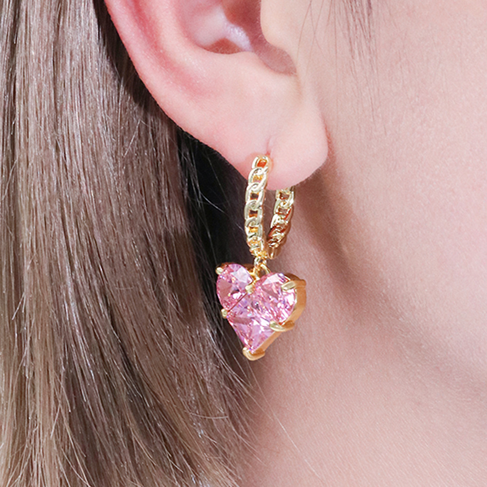 IVIAPRO Sweet Heart Zircon Hoop Earrings