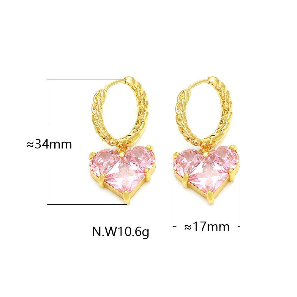 IVIAPRO Sweet Heart Zircon Hoop Earrings