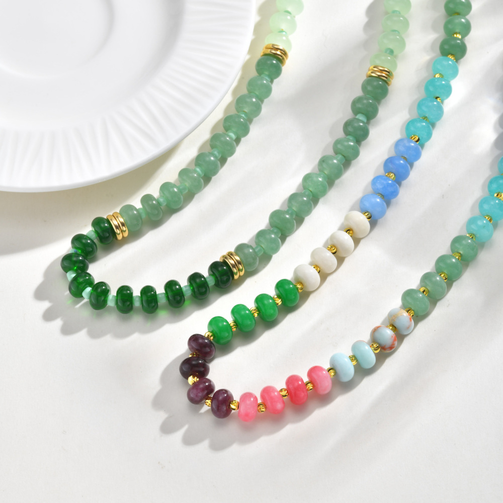 IVIAPRO Beads Jewelry Stainless Steel With Natural Stones Beaded Necklace