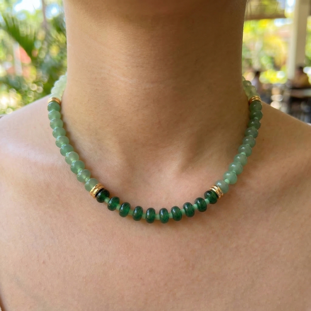 IVIAPRO Beads Jewelry Stainless Steel With Natural Stones Beaded Necklace