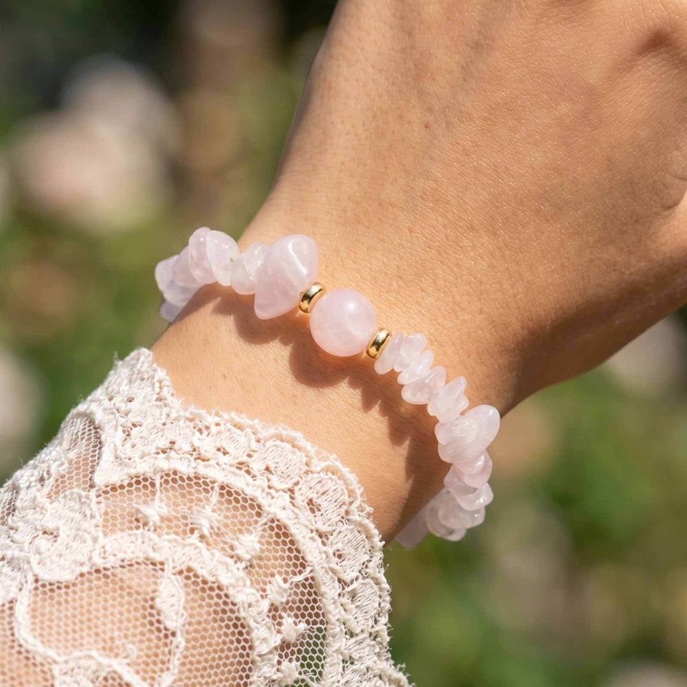 IVIAPRO Natural Crystal Amethyst Rose Quartz Colored Fluorite Beaded Bracelets