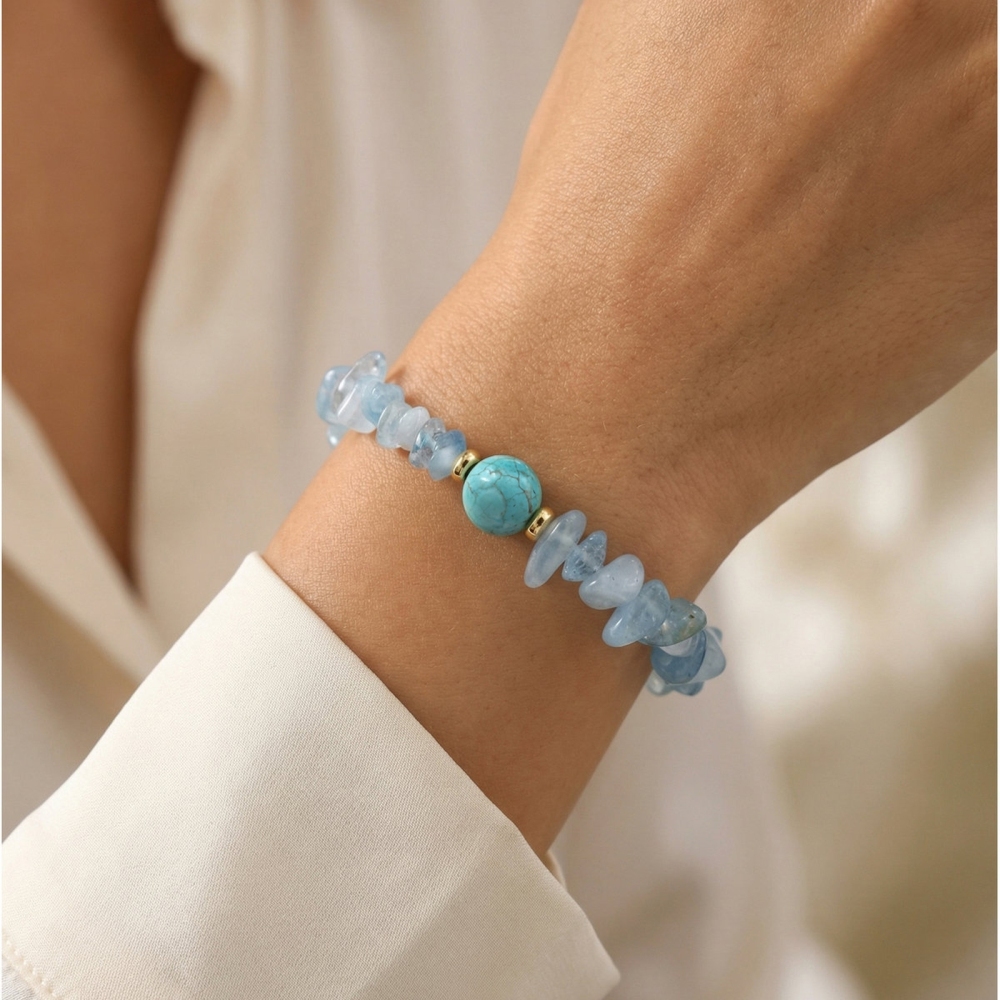 IVIAPRO Natural Crystal Amethyst Rose Quartz Colored Fluorite Beaded Bracelets