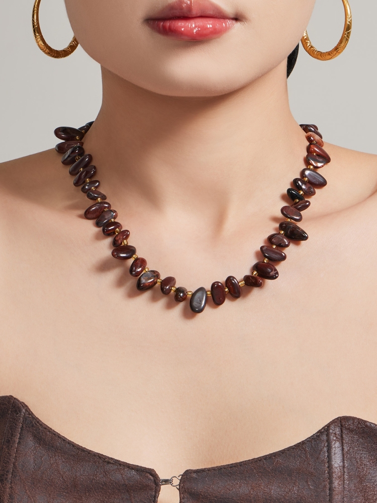 IVIAPRO Beads Jewelry Waterproof Multi Color Natural Stones Beaded Necklaces