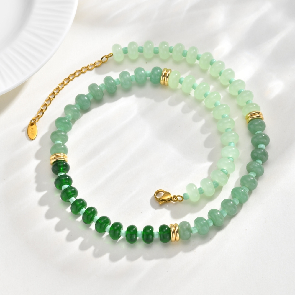 IVIAPRO Beads Jewelry Stainless Steel With Natural Stones Beaded Necklace