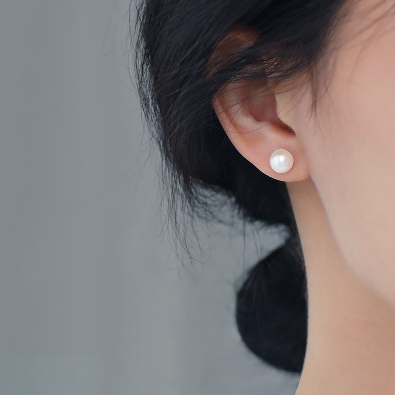 IVIAPRO 8mm Natural Freshwater Pearl Stud Earrings