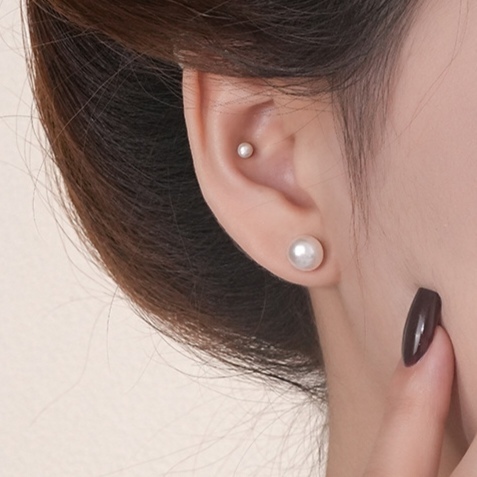 IVIAPRO 8mm Natural Freshwater Pearl Stud Earrings