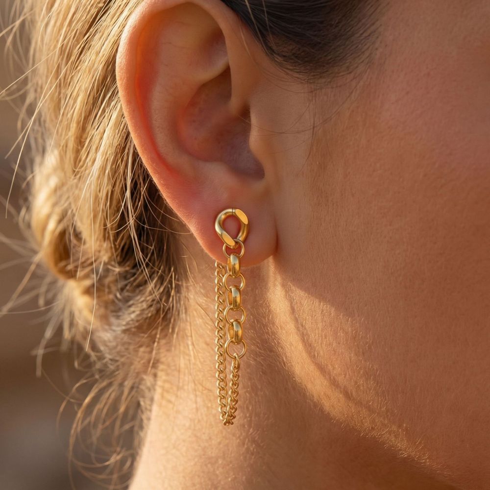 IVIAPRO Jewelry Waterproof Long Link Chain Stud Earrings