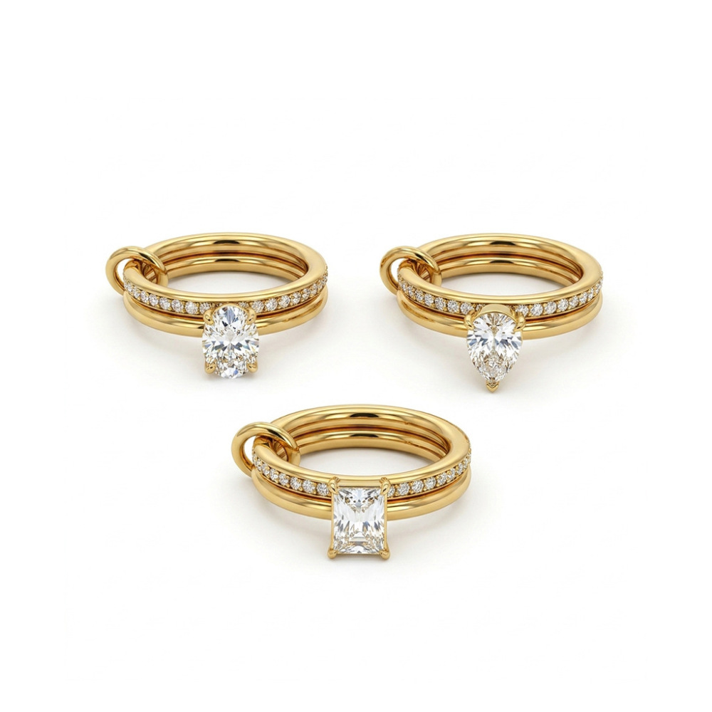 IVIAPRO Jewelry Hot Selling Stainless Steel Double Layer Zircon Rings