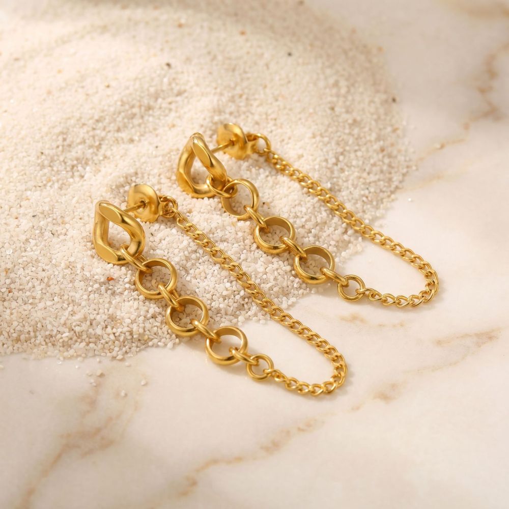 IVIAPRO Jewelry Waterproof Long Link Chain Stud Earrings