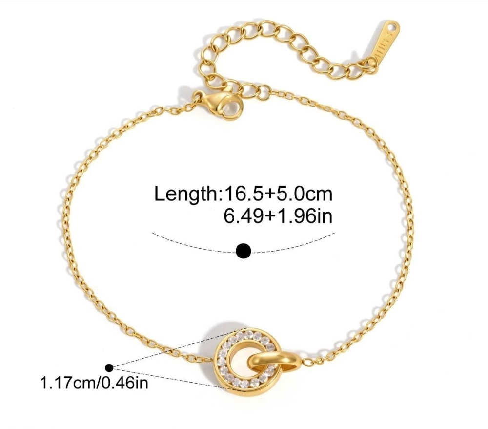 New Stainless Steel Waterproof CZ Circle Connected Bracelet