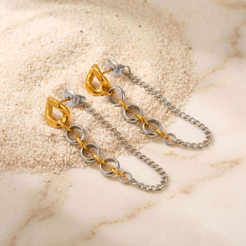 IVIAPRO Jewelry Waterproof Long Link Chain Stud Earrings