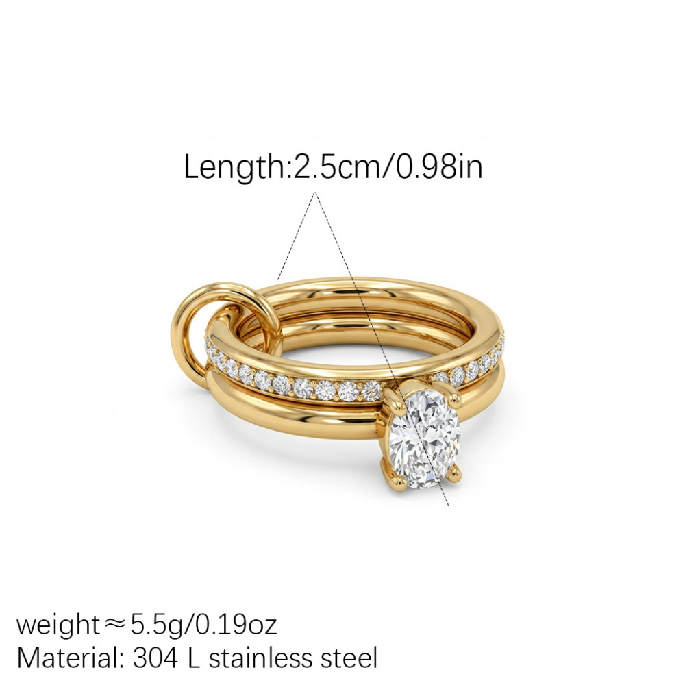IVIAPRO Jewelry Hot Selling Stainless Steel Double Layer Zircon Rings