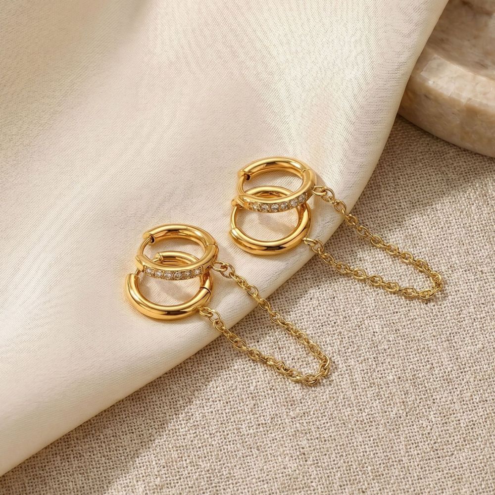 IVIAPRO Jewelry Waterproof Double Hoops Long Earrings