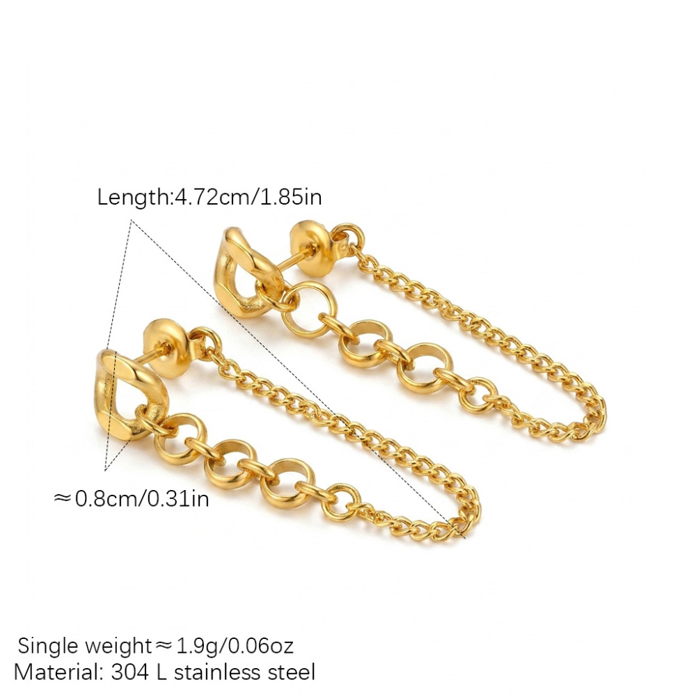 IVIAPRO Jewelry Waterproof Long Link Chain Stud Earrings