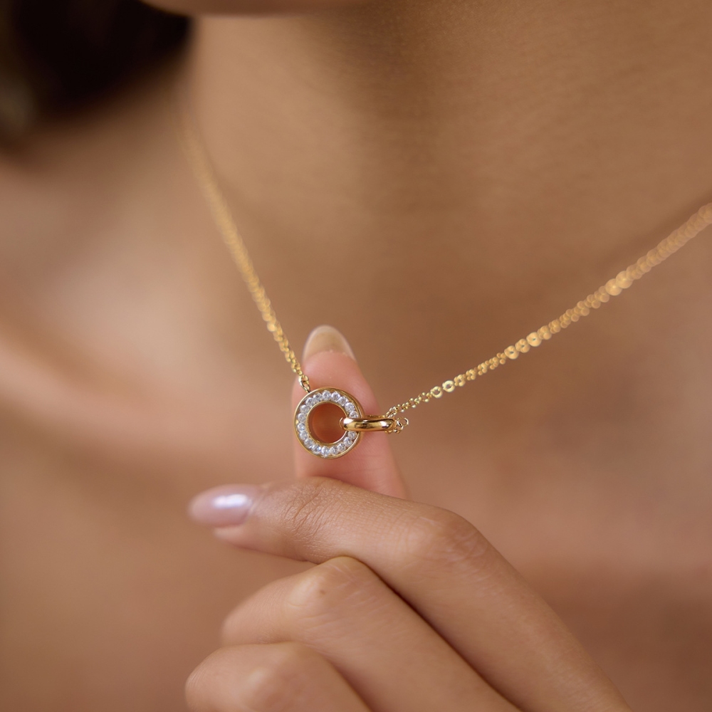 IVIAPRO Jewelry Waterproof CZ Circle Connected Choker Necklace