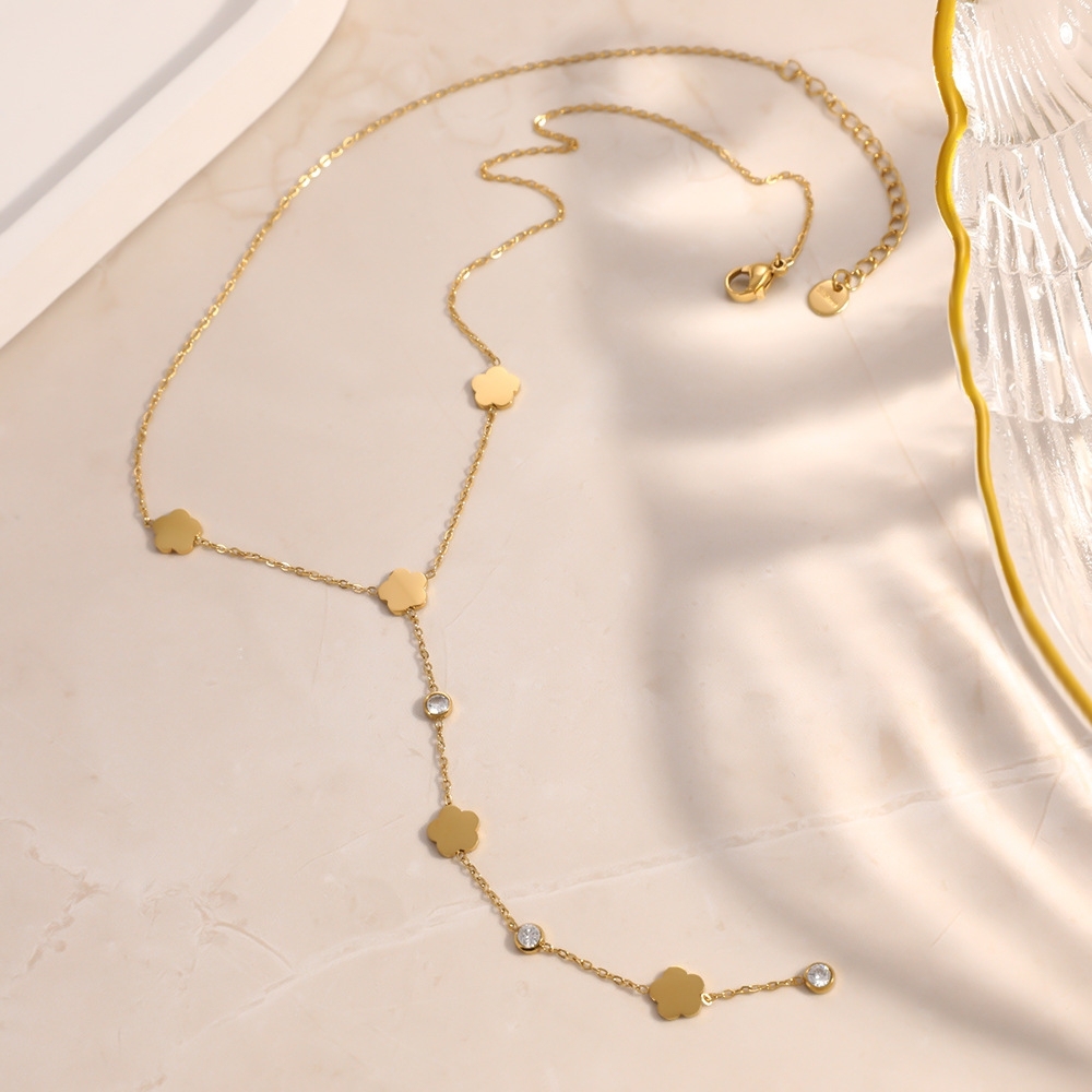 IVIAPRO Jewelry New Waterproof  Heart Choker Flower Y-shaped Necklace Set