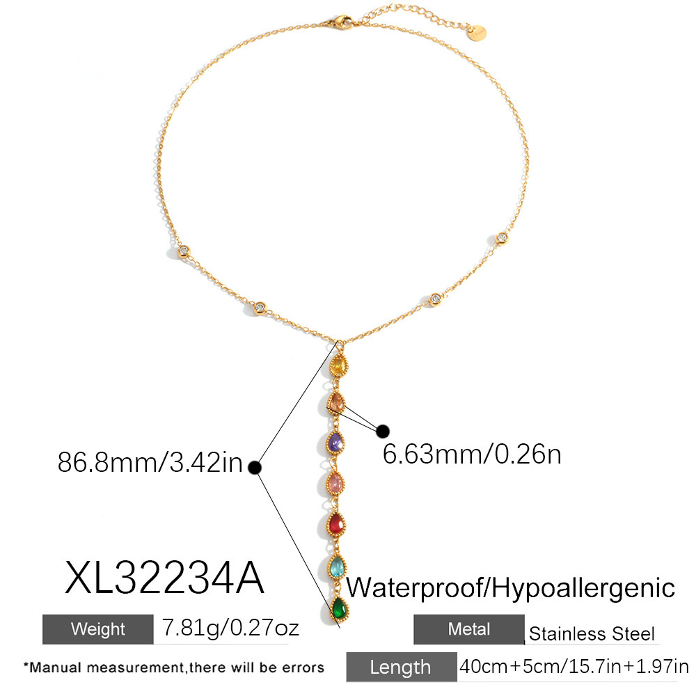 IVIAPRO Jewelry New Waterproof  Waterdrop CZ Y-shaped Necklace