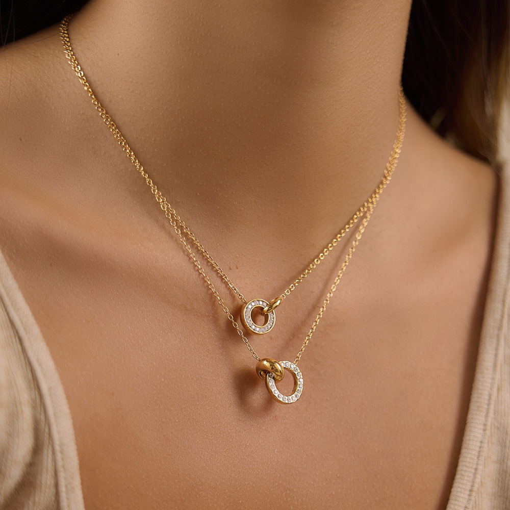 IVIAPRO Jewelry Waterproof CZ Circle Connected Choker Necklace