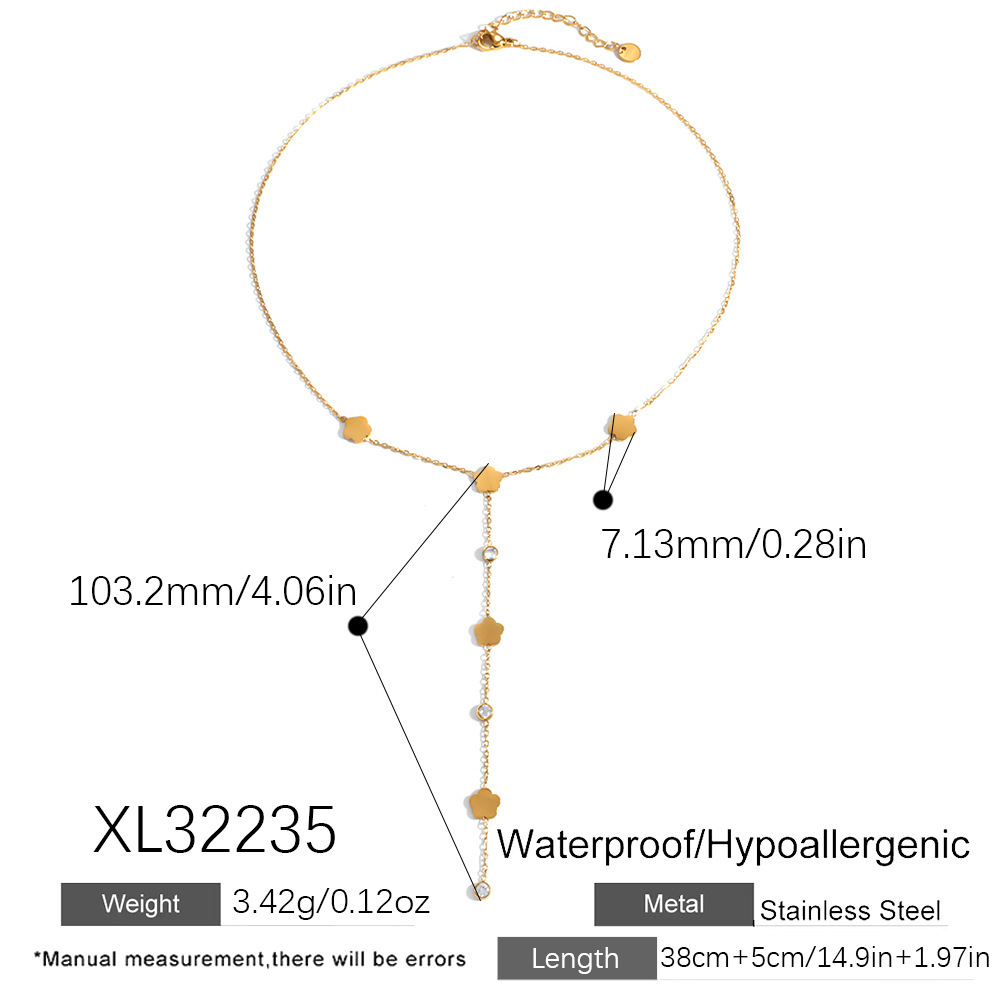 IVIAPRO Jewelry New Waterproof  Heart Choker Flower Y-shaped Necklace Set