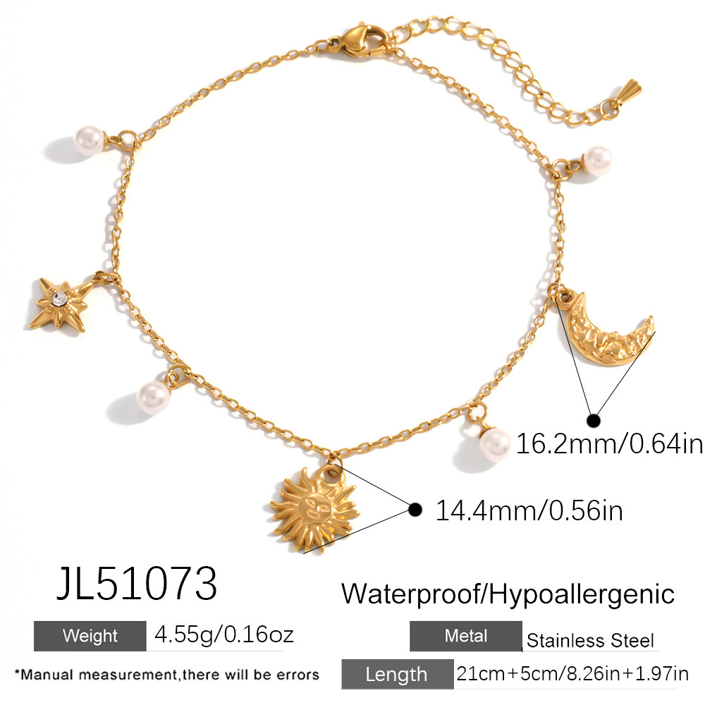 IVIAPRO Ocean Beach Series Sun Moon Star Charms Anklet