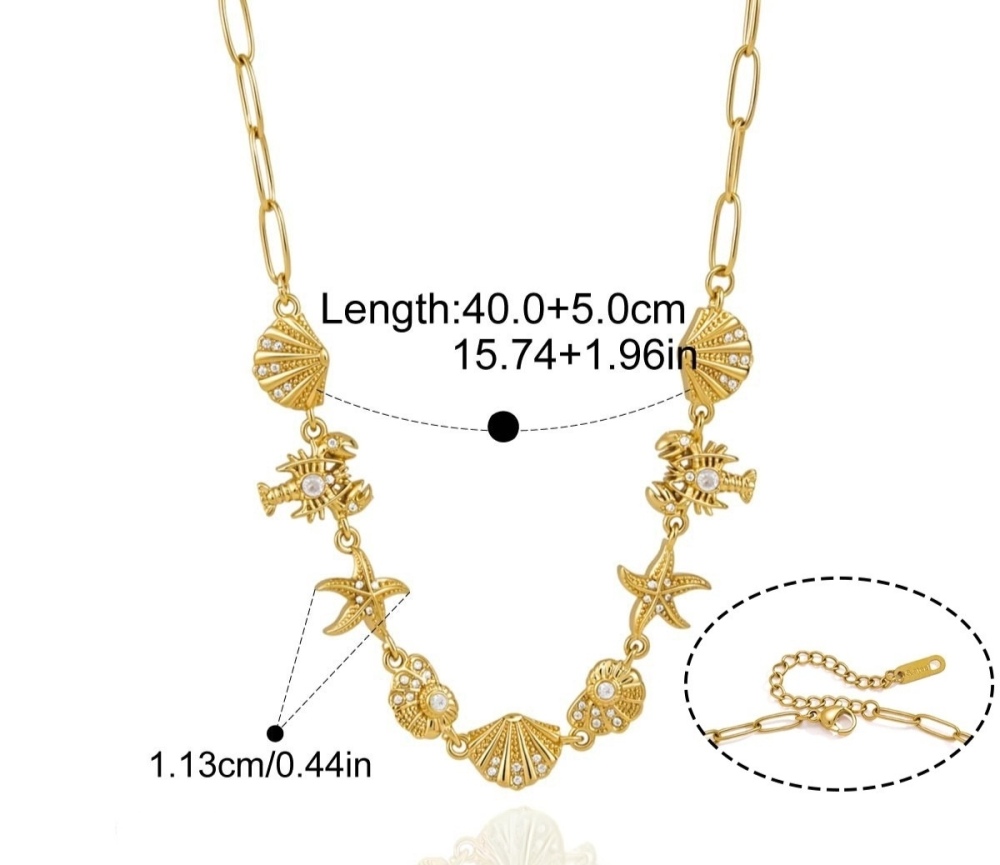 Hot Selling Ocean Series CZ Star Shell Dolphin Starfish Charms Choker Necklace
