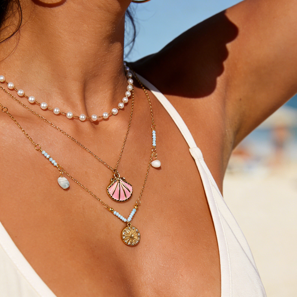 IVIAPRO Jewelry Ocean Beach Series Waterproof Colorful Shell Pendant Necklace