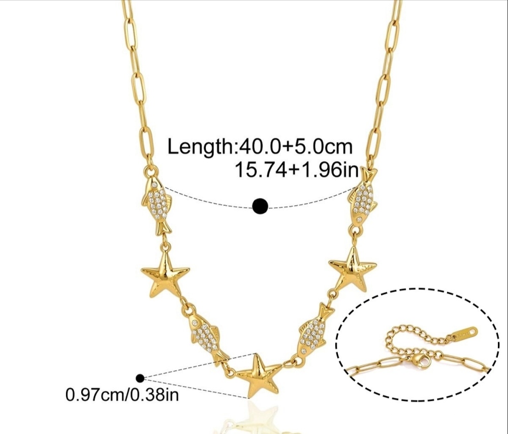 Hot Selling Ocean Series CZ Star Shell Dolphin Starfish Charms Choker Necklace
