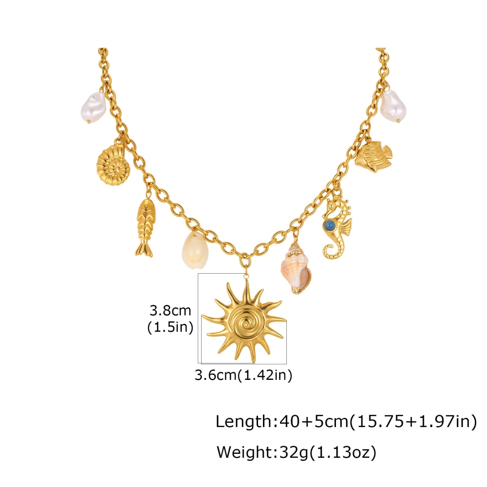 IVIAPRO Jewelry Hot Ocean Series Fish Conch Seahorse Charms Necklace