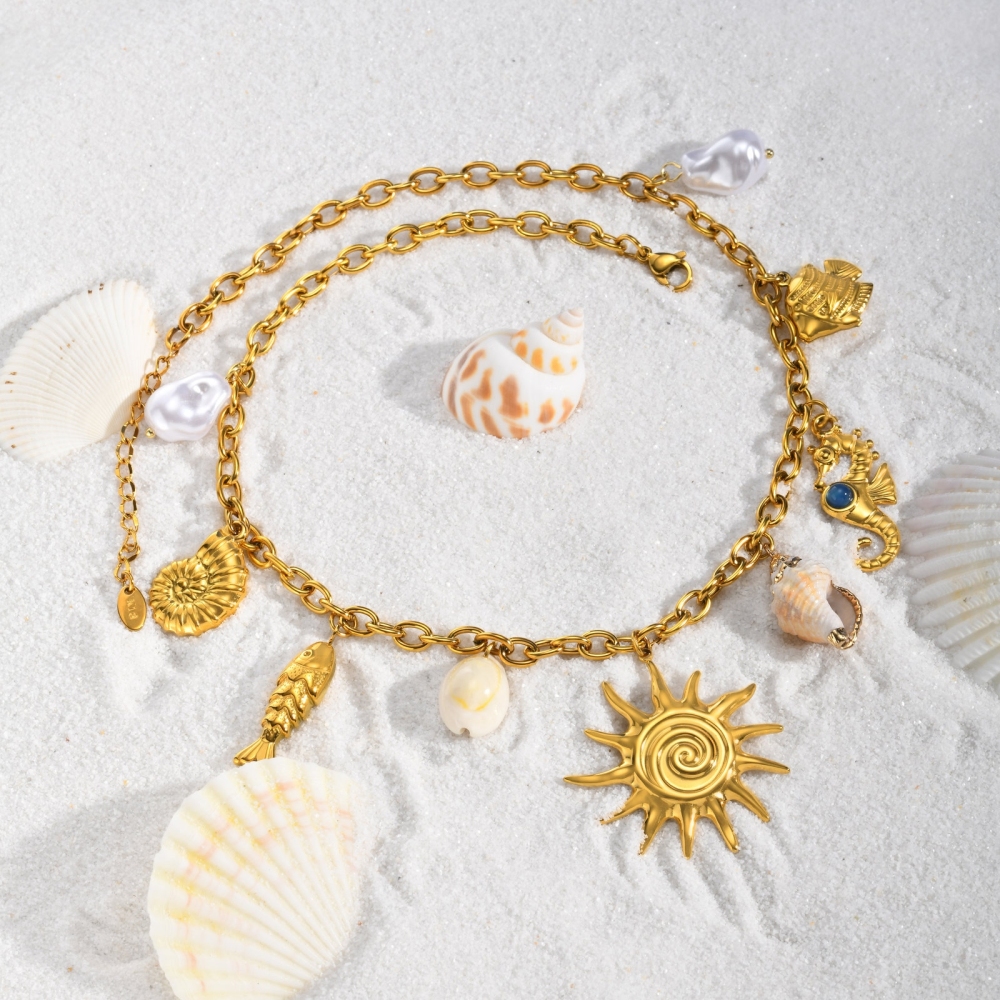 IVIAPRO Jewelry Hot Ocean Series Fish Conch Seahorse Charms Necklace