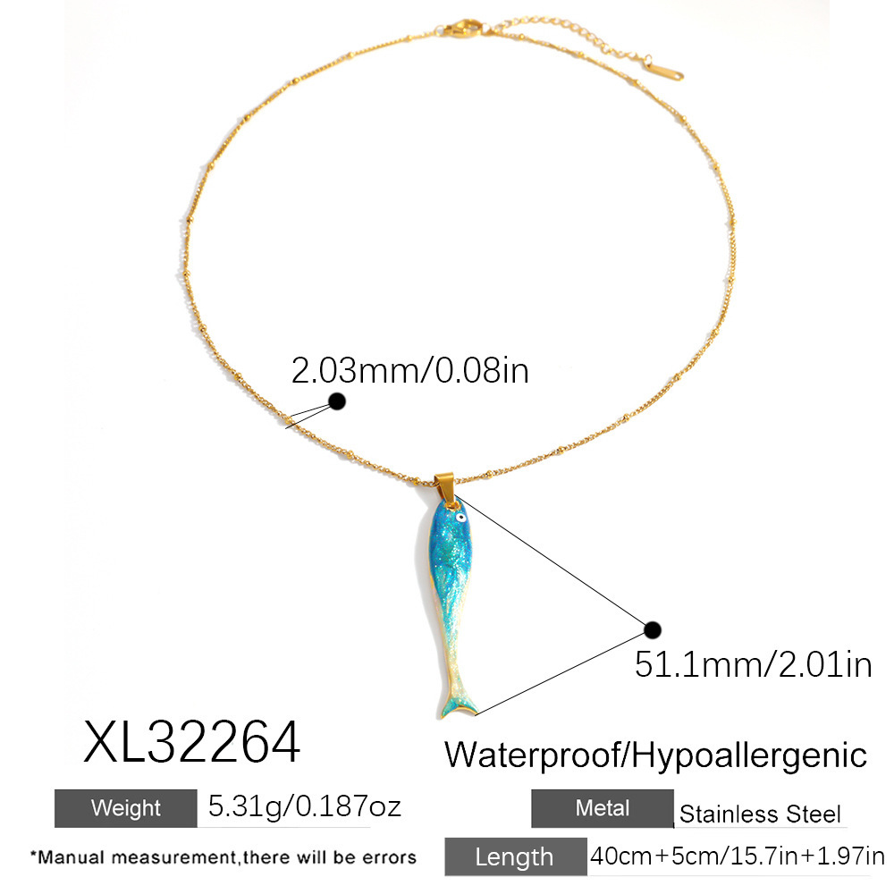 IVIAPRO Jewelry Ocean Beach Series Waterproof Colorful Fish Pendant Necklace