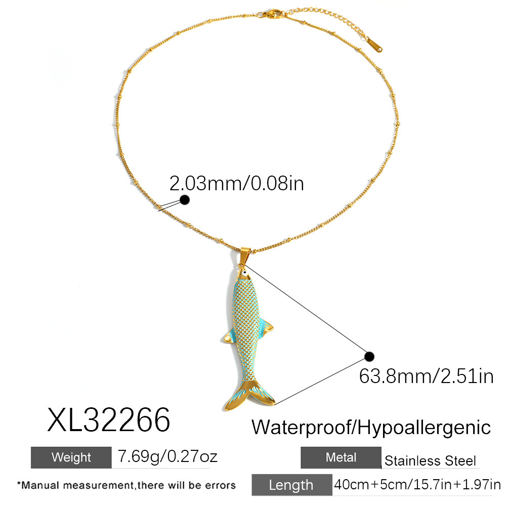IVIAPRO Jewelry Ocean Beach Series Waterproof Colorful Fish Pendant Necklace