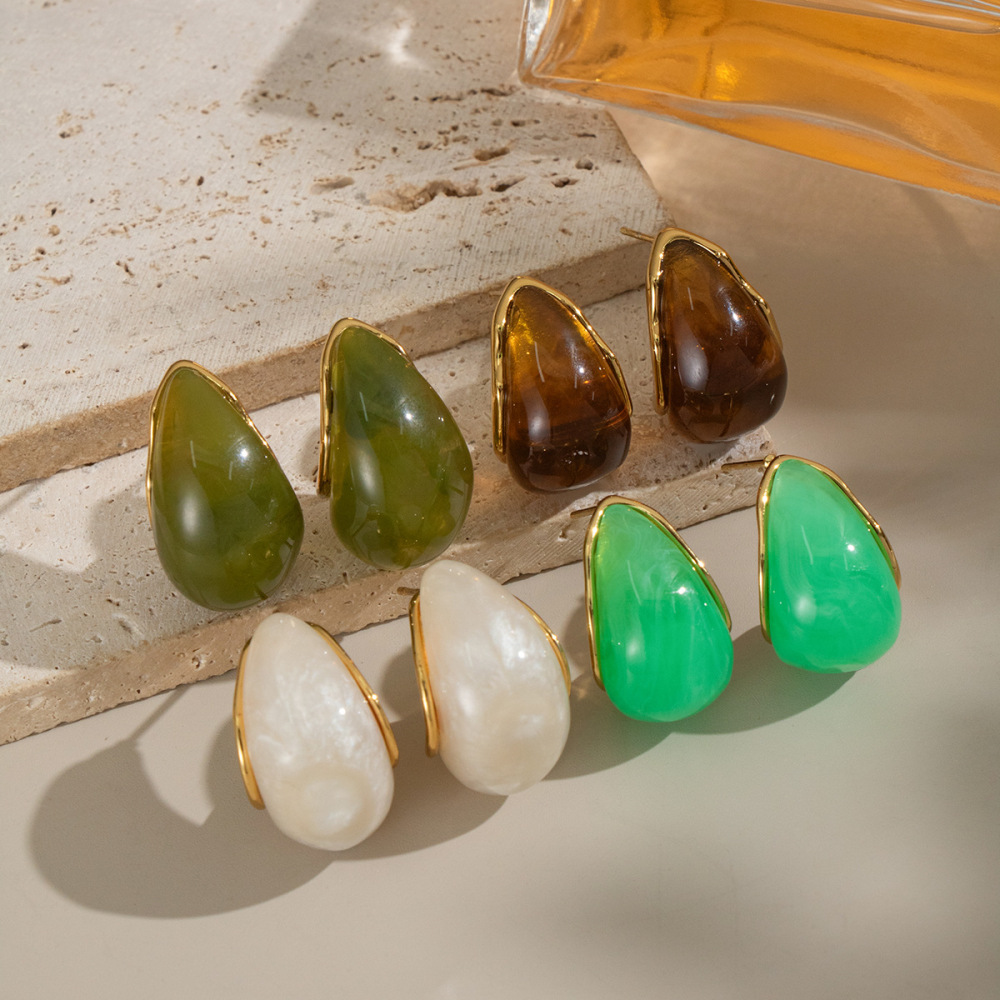 IVIAPRO Jewelry Waterproof Resin Water Drop Stud Earrings