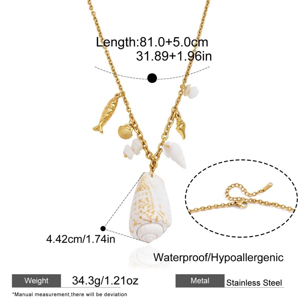 Hot Selling Summer Ocean Beach Vacation Series Natural Conch Charms Necklace
