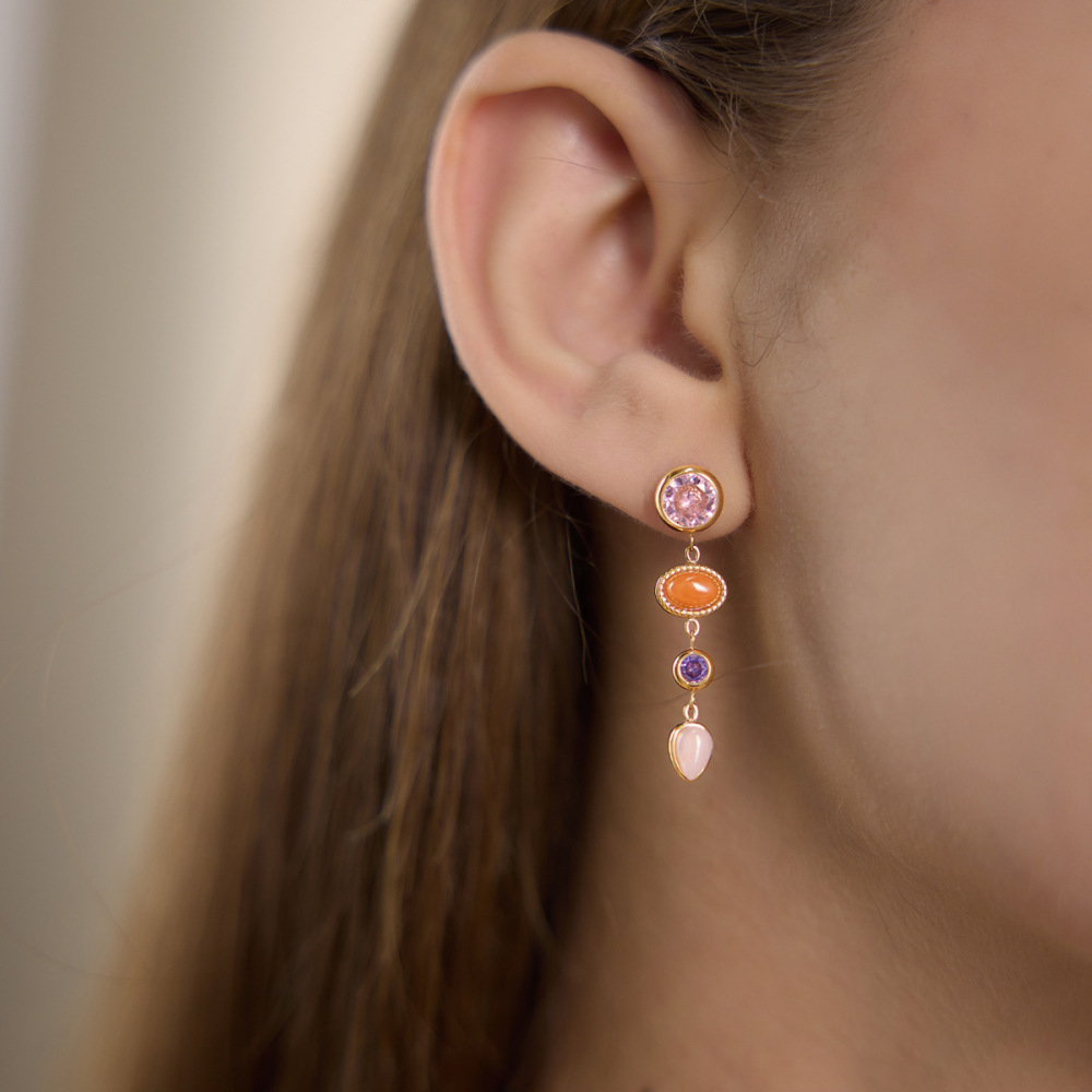 New Waterproof Jewelry Colorful Stone Long Earrings
