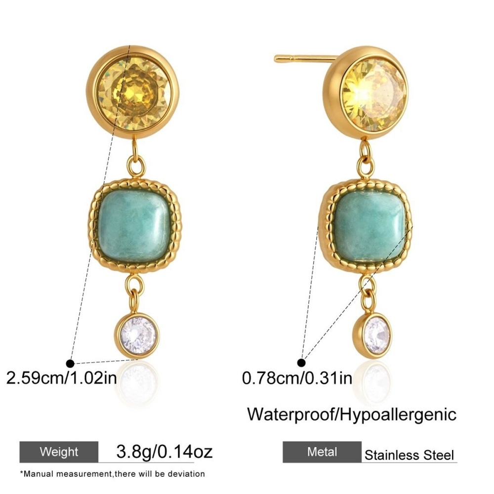 New Waterproof Jewelry Colorful Stone Long Earrings