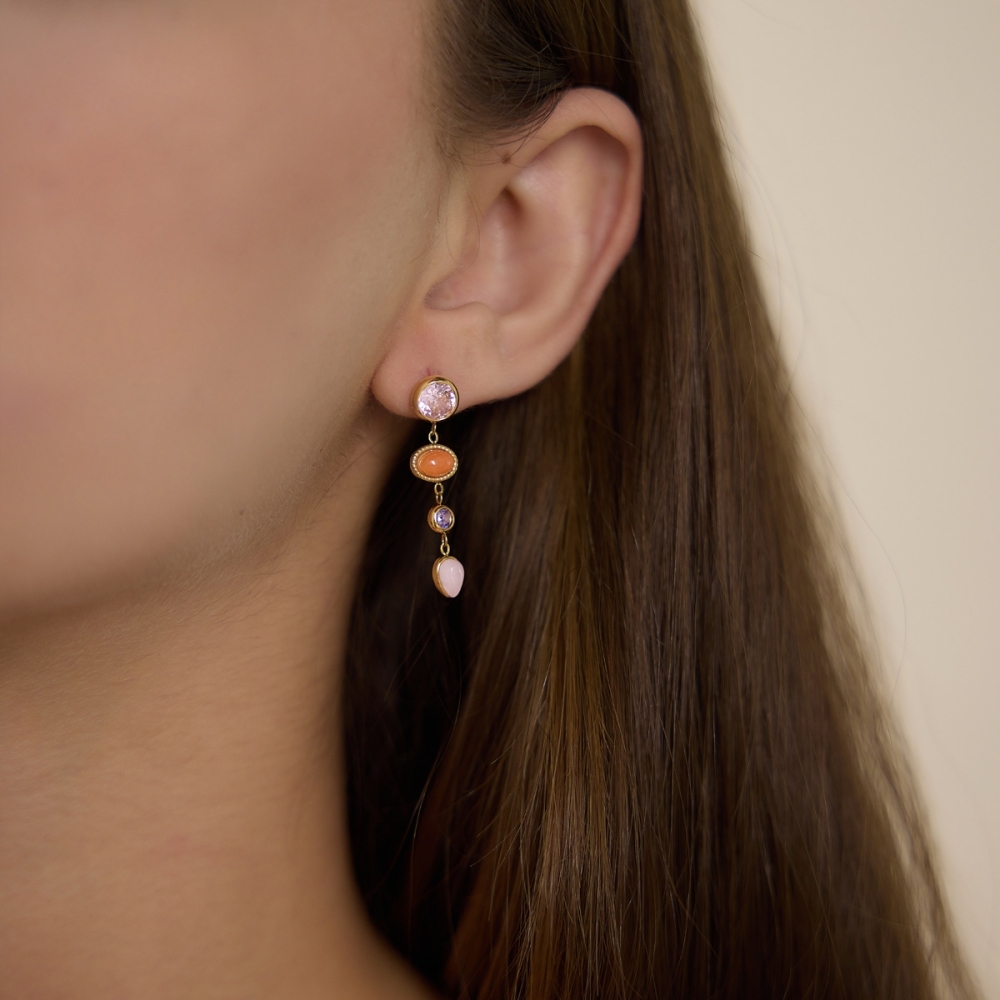 New Waterproof Jewelry Colorful Stone Long Earrings