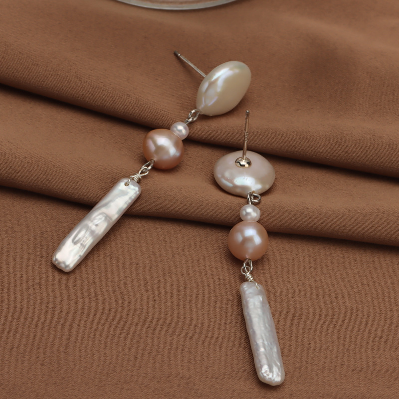 IVIAPRO Natural Freshwater Baroque Pearl Dangle Earrings