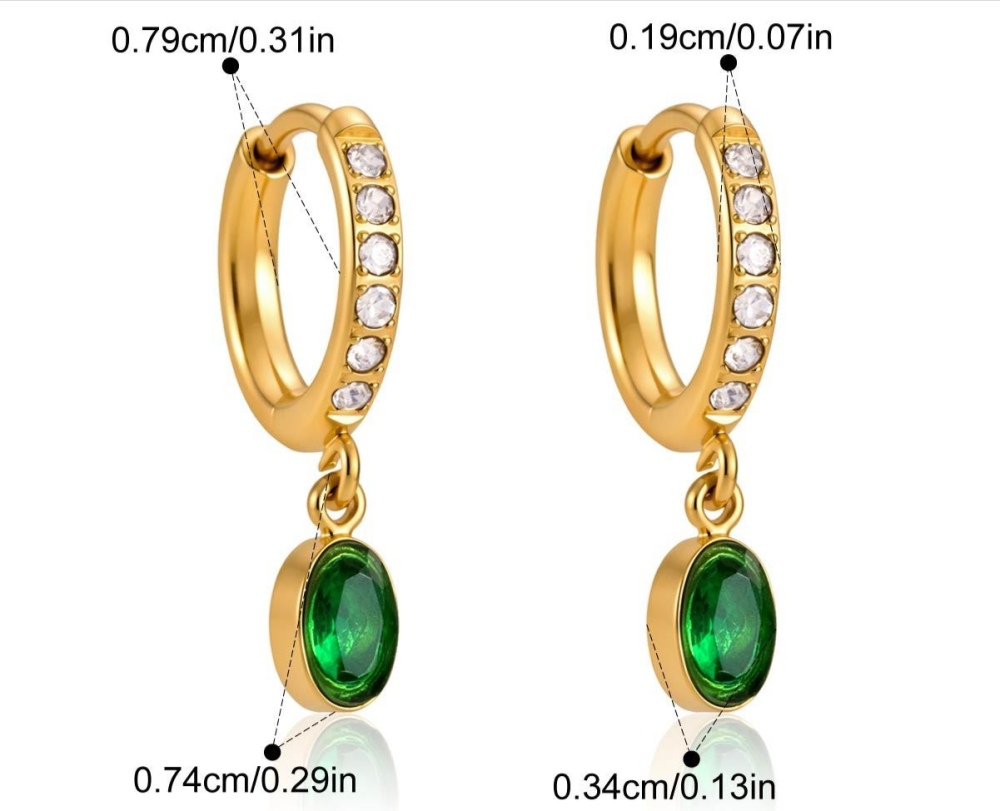 Minimalist Style Stainless Steel Different Shapes CZ Hoops Drop Earrings