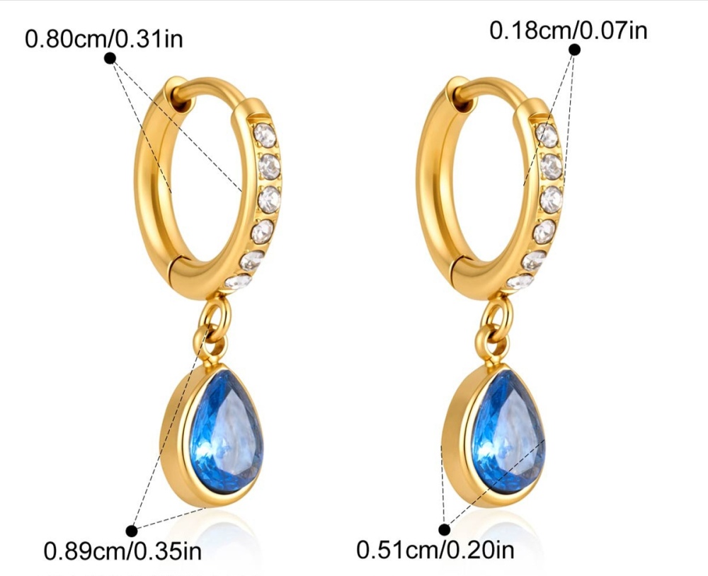 Minimalist Style Stainless Steel Different Shapes CZ Hoops Drop Earrings