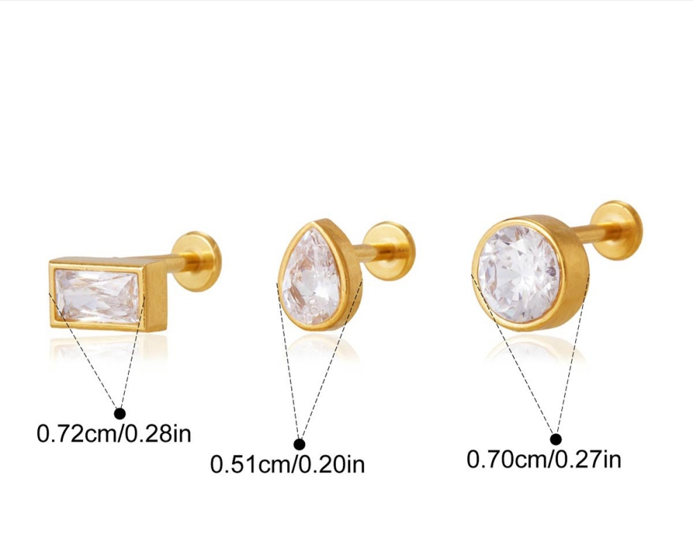 Minimalist Style Stainless Steel CZ Stud Earrings Set