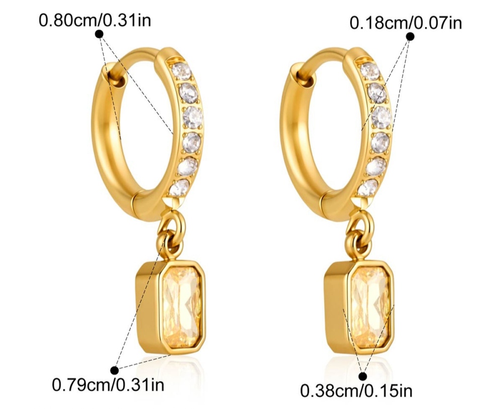 Minimalist Style Stainless Steel Different Shapes CZ Hoops Drop Earrings