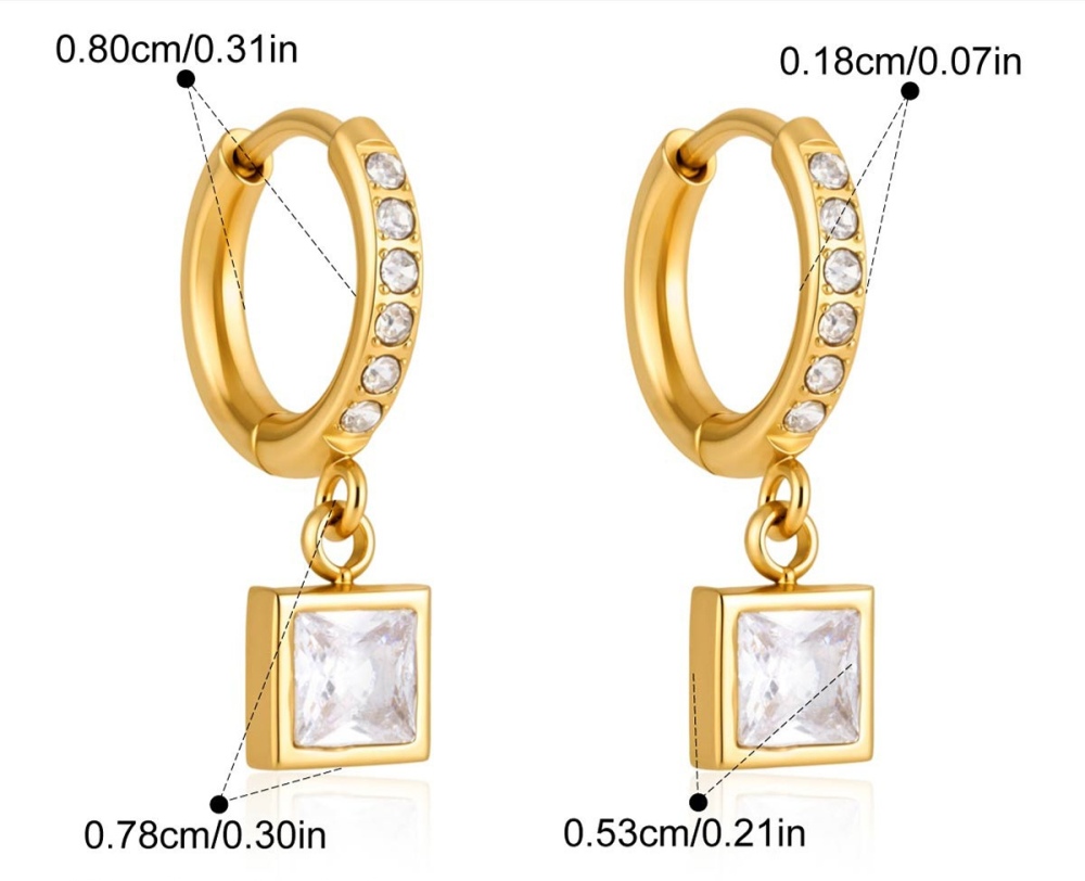 Minimalist Style Stainless Steel Different Shapes CZ Hoops Drop Earrings