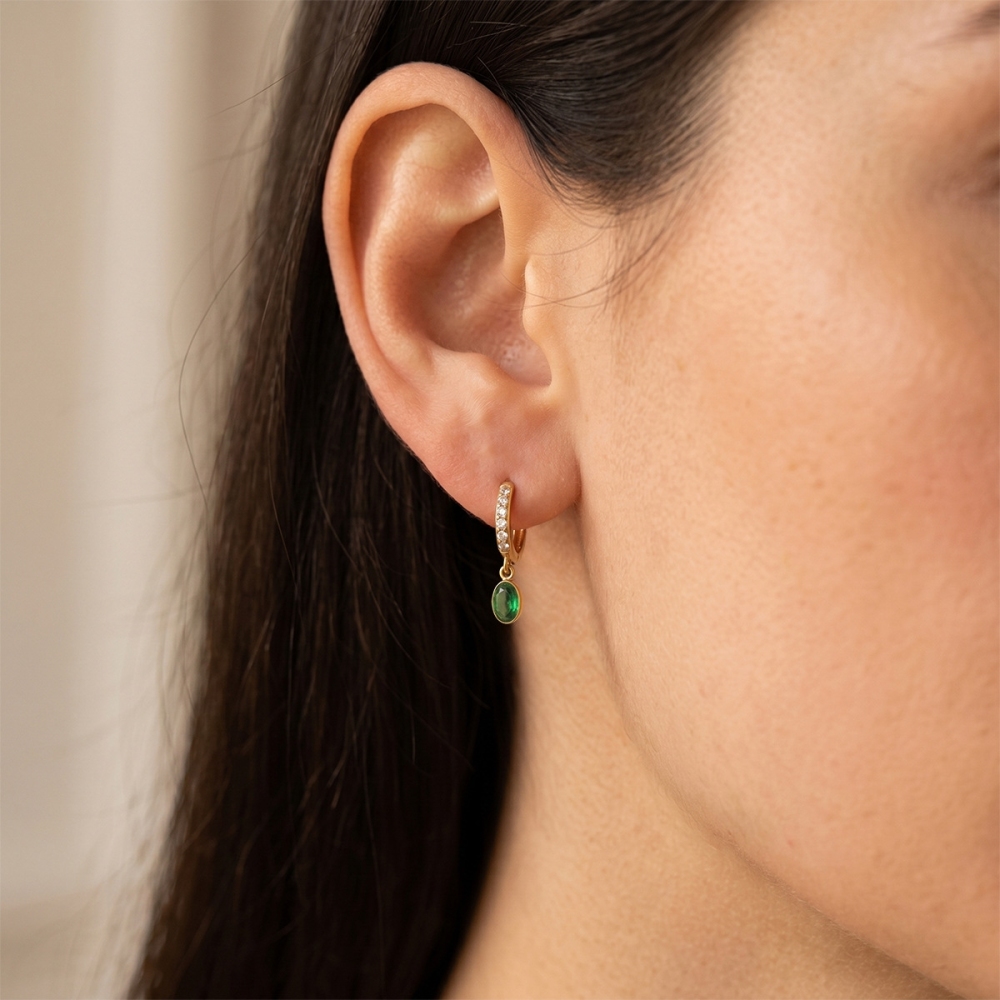 Minimalist Style Stainless Steel Different Shapes CZ Hoops Drop Earrings