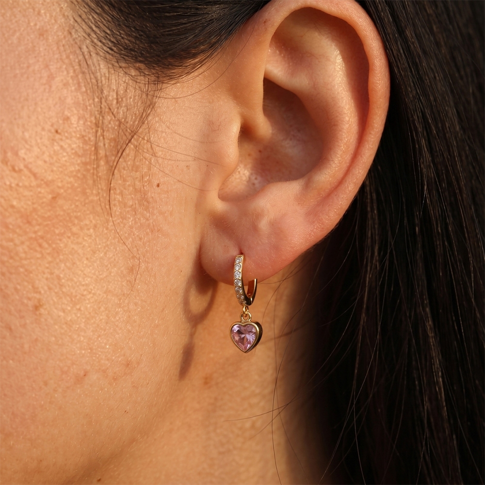 Minimalist Style Stainless Steel Different Shapes CZ Hoops Drop Earrings