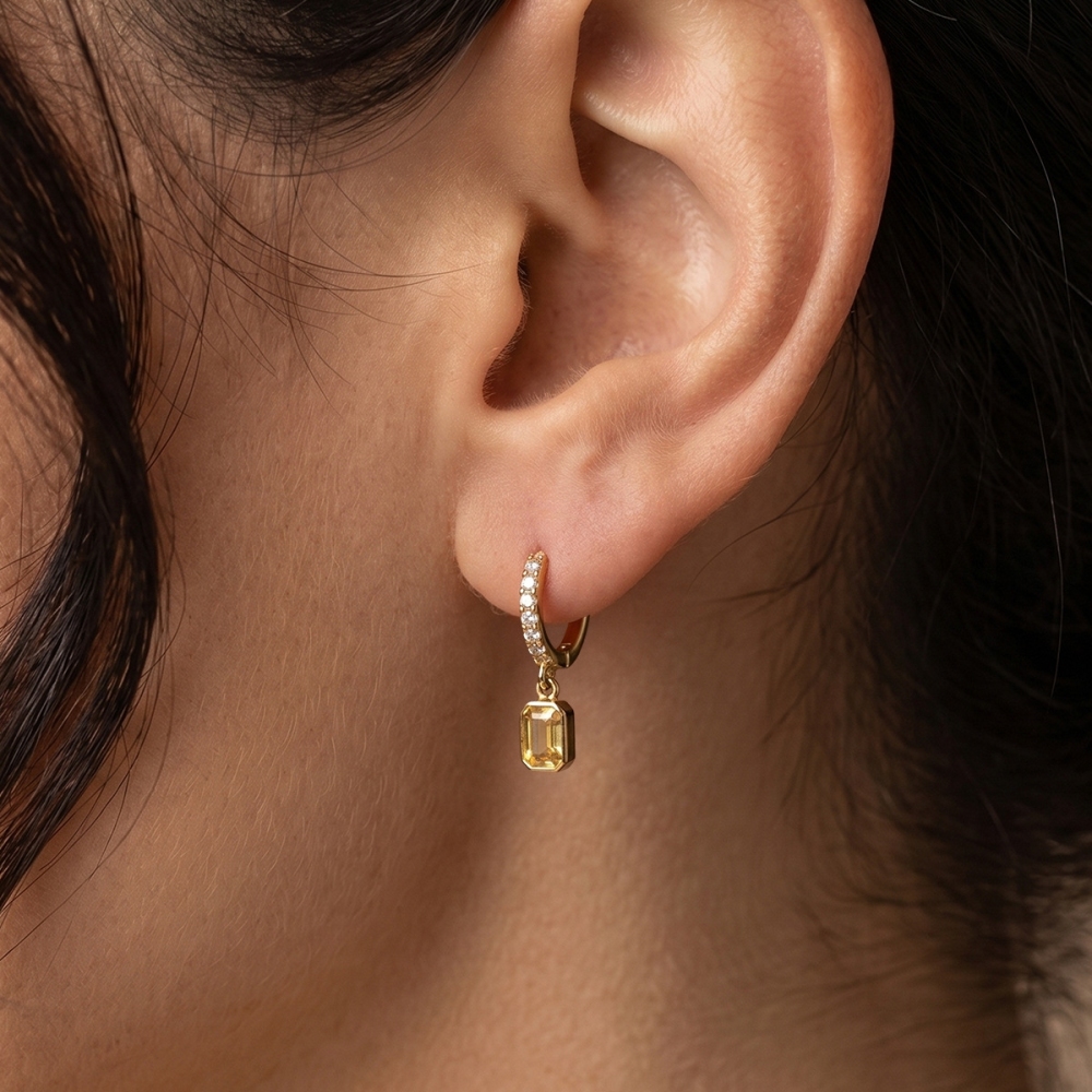 Minimalist Style Stainless Steel Different Shapes CZ Hoops Drop Earrings