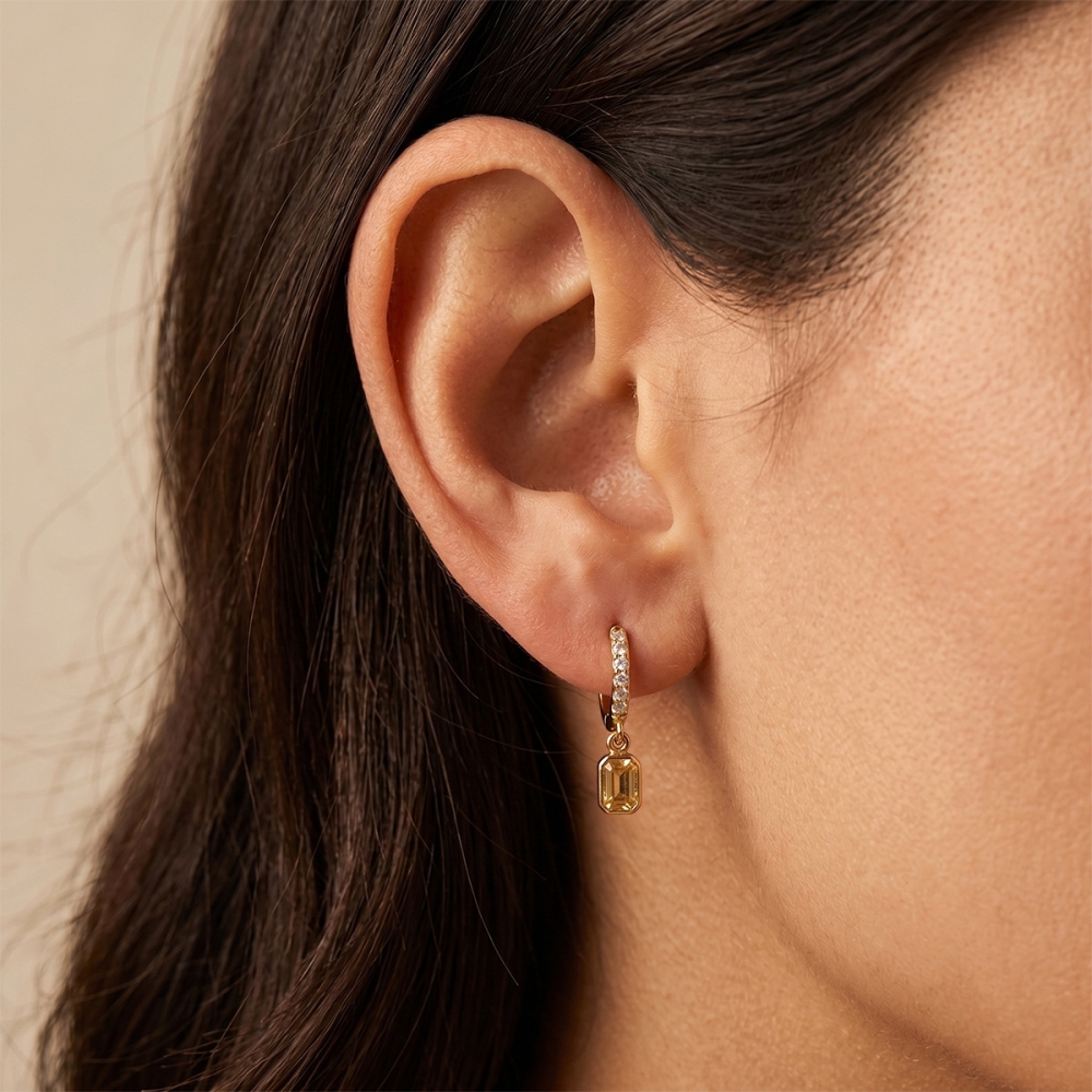 Minimalist Style Stainless Steel Different Shapes CZ Hoops Drop Earrings
